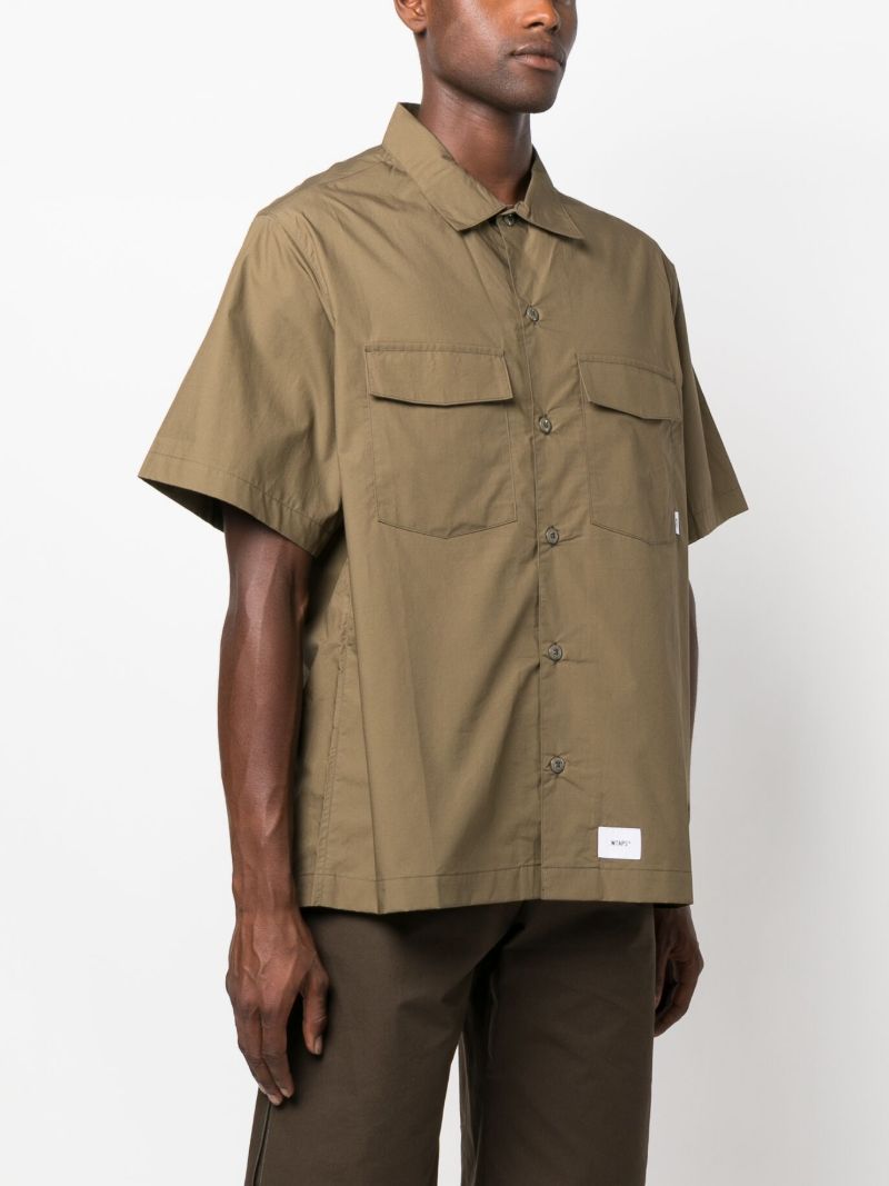 Green Logo Patch Cotton Shirt