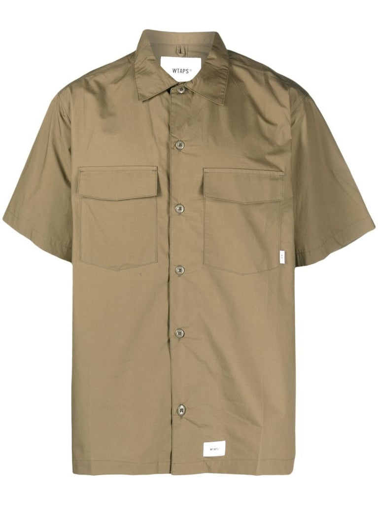 Green Logo Patch Cotton Shirt