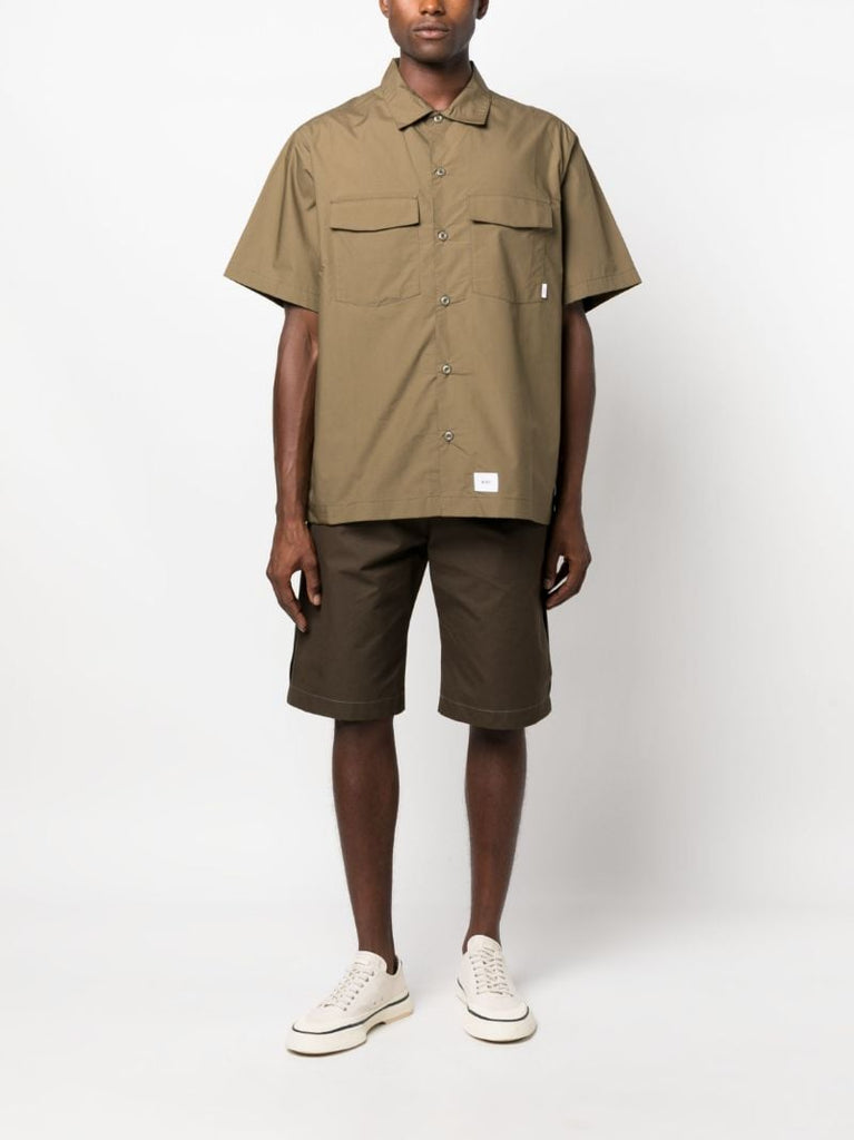 Green Logo Patch Cotton Shirt