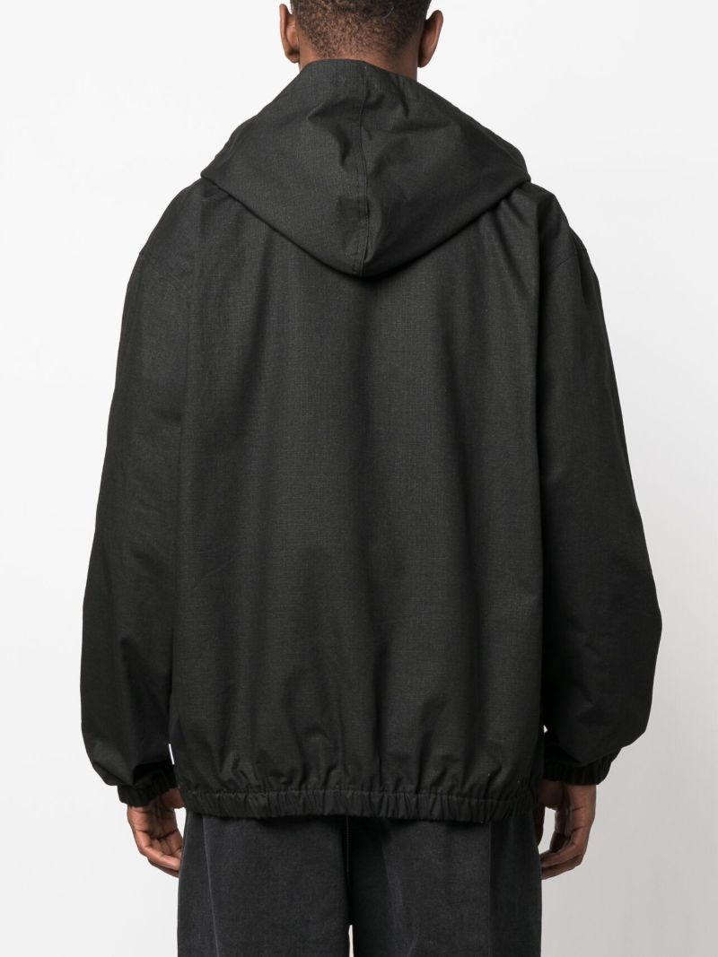 Black Ripstop Cotton Hooded Jacket
