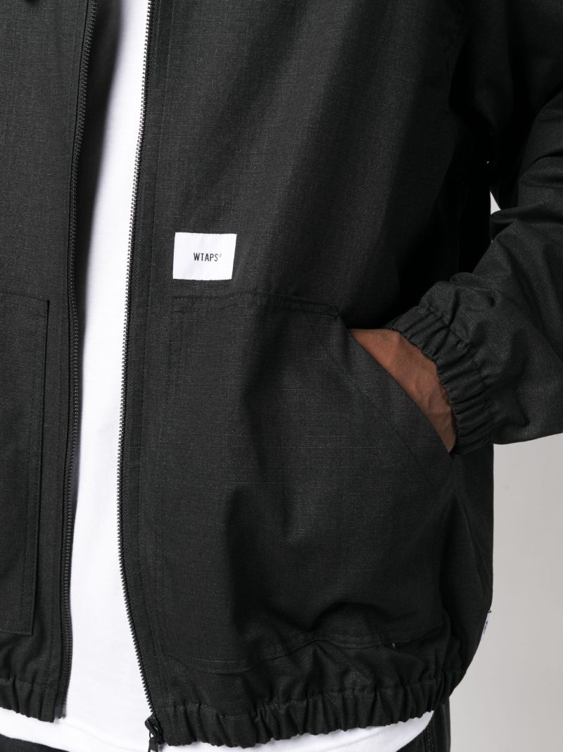Black Ripstop Cotton Hooded Jacket
