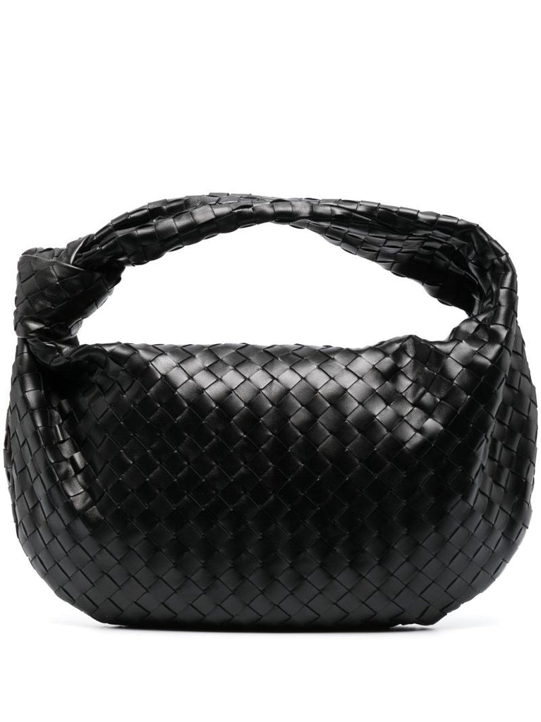 Black Small Jodie Intrecciato Leather Shoulder Bag