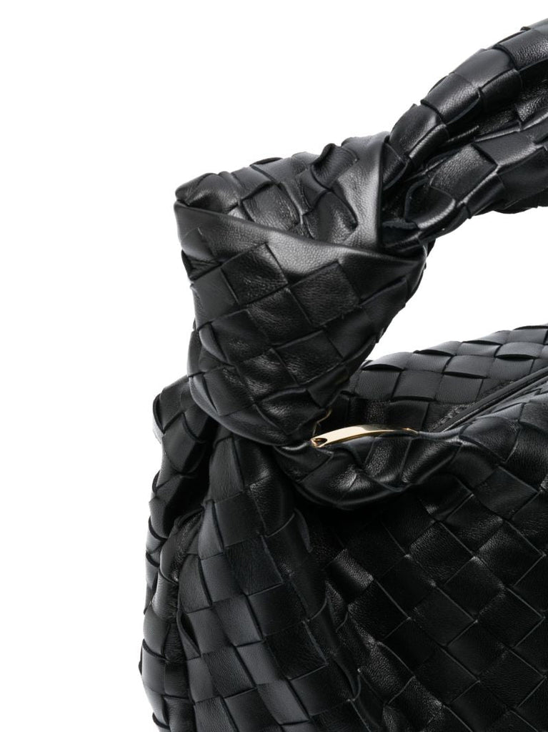 Black Small Jodie Intrecciato Leather Shoulder Bag