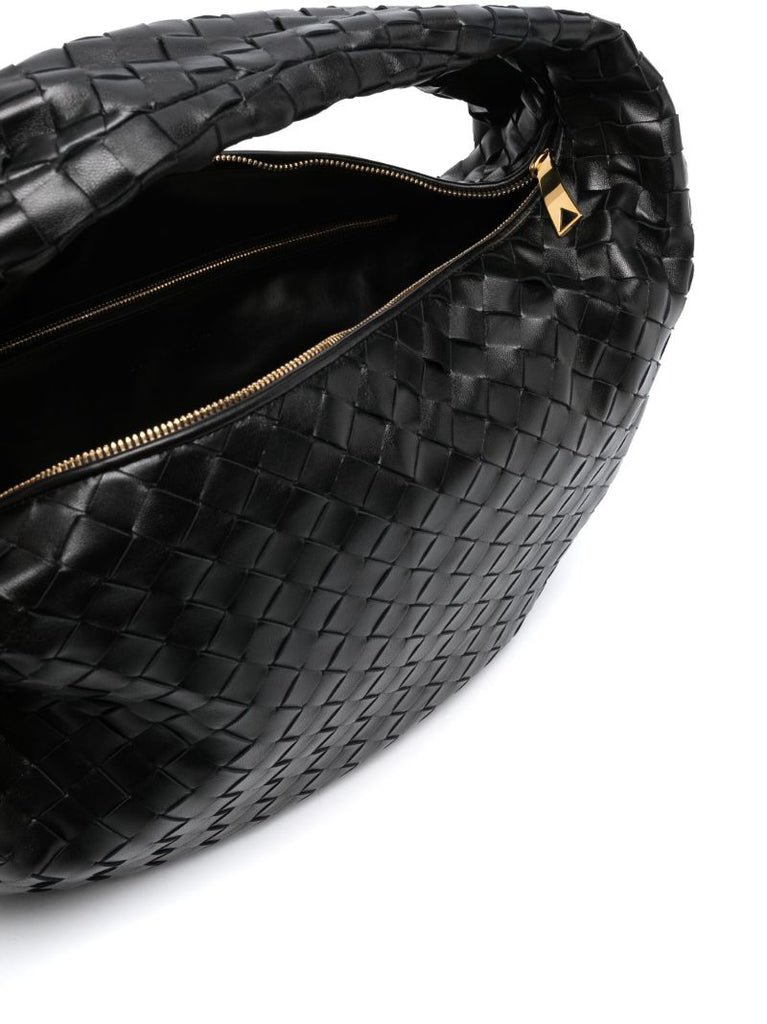 Black Small Jodie Intrecciato Leather Shoulder Bag