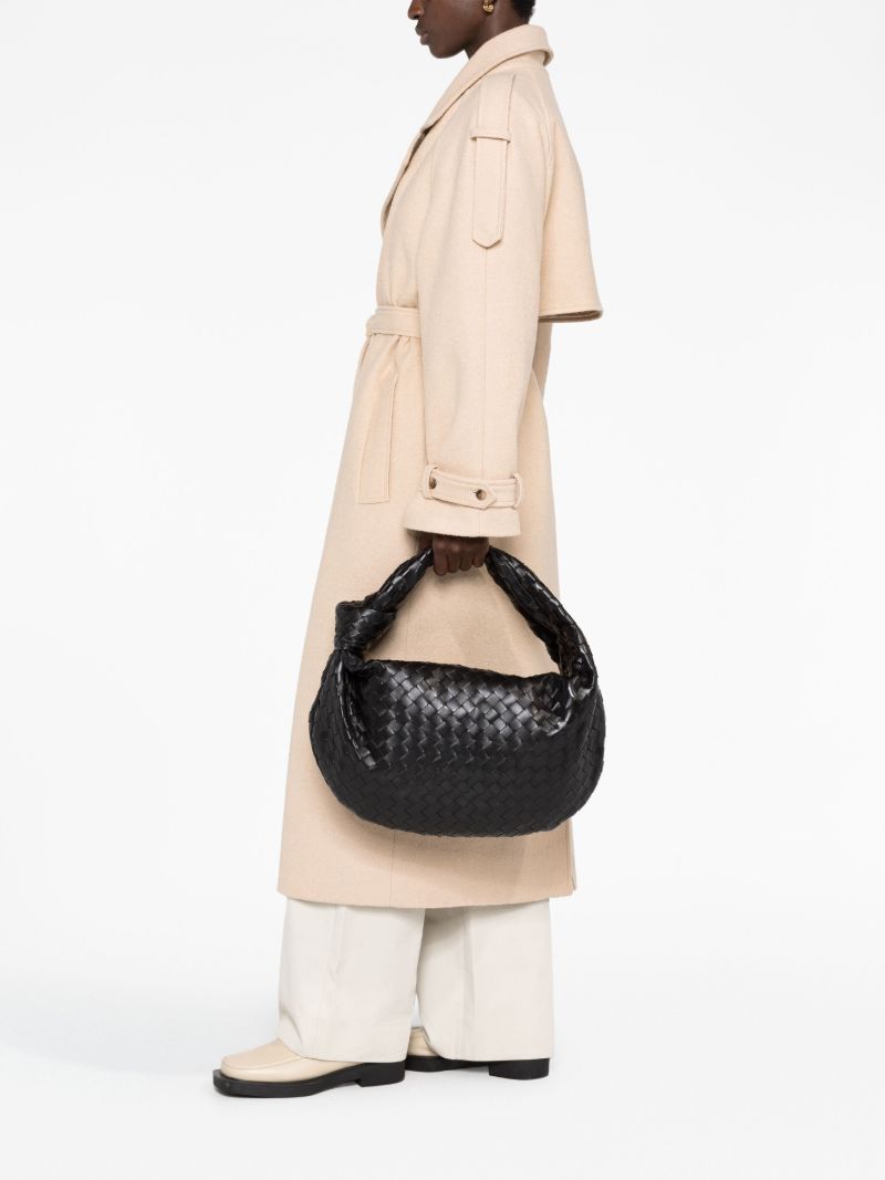 Black Small Jodie Intrecciato Leather Shoulder Bag