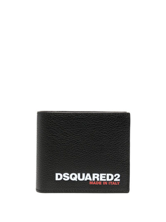 Black Logo Bi-fold Leather Wallet