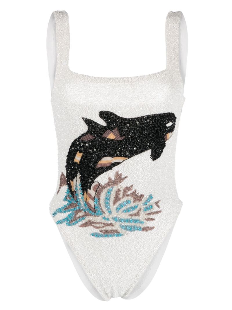 White Marina Crystal-embellished Swimsuit