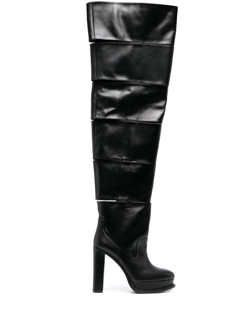 Black 120 Platform Thigh-high Boots