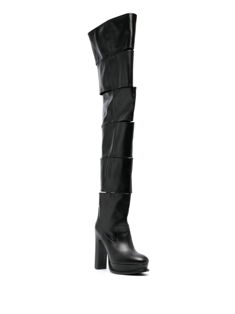 Black 120 Platform Thigh-high Boots