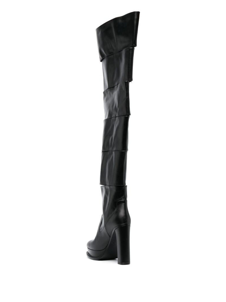 Black 120 Platform Thigh-high Boots
