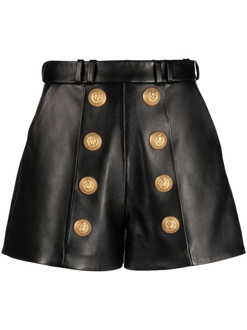 Black High-waisted Leather Shorts