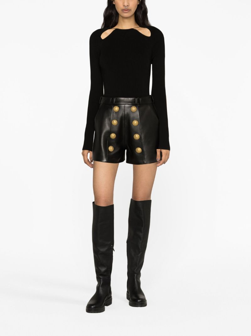 Black High-waisted Leather Shorts
