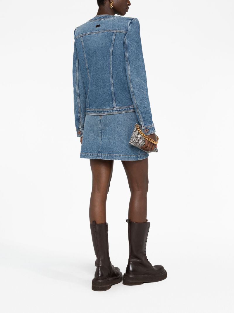 Blue Collarless Denim Jacket