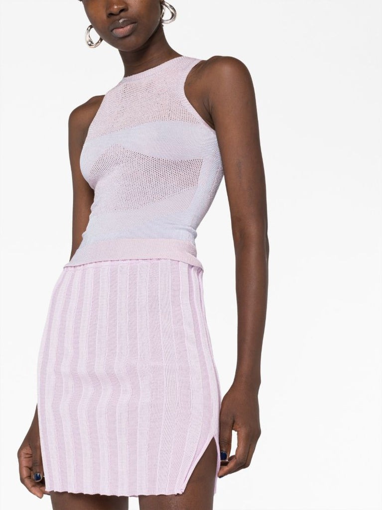 Purple Katrine Ribbed Mini Skirt