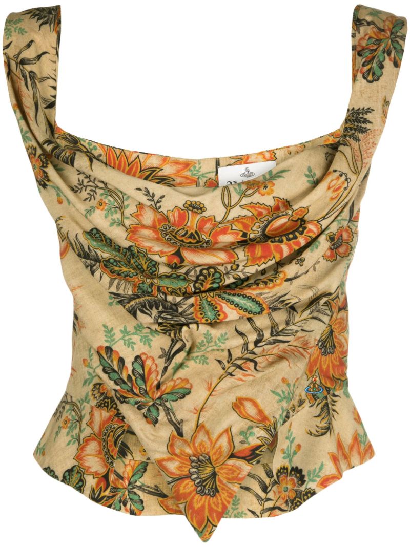 Neutral Sunday Floral-print Corset Top