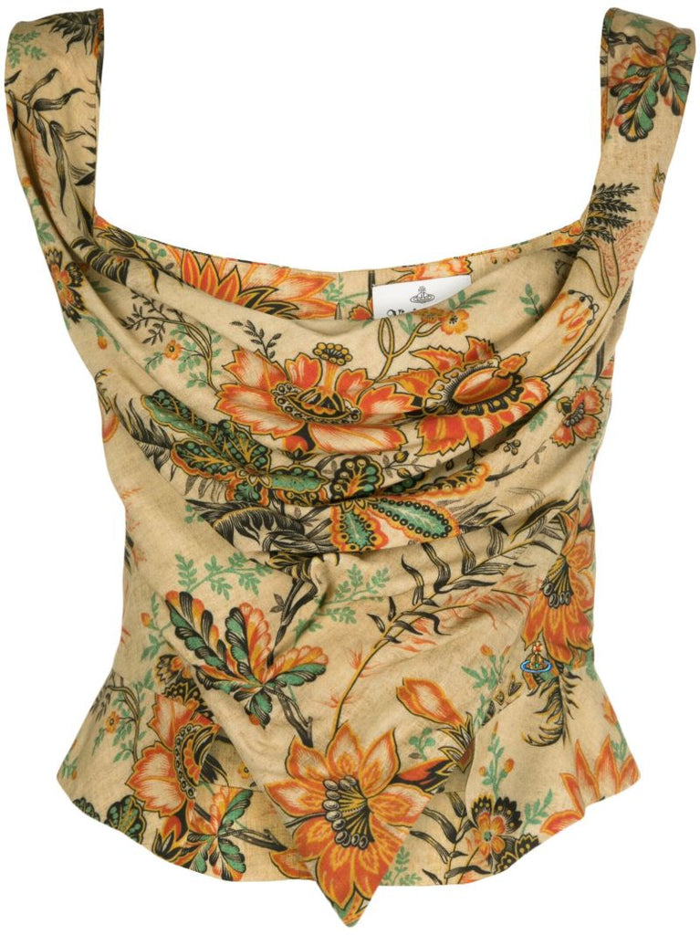 Neutral Sunday Floral-print Corset Top