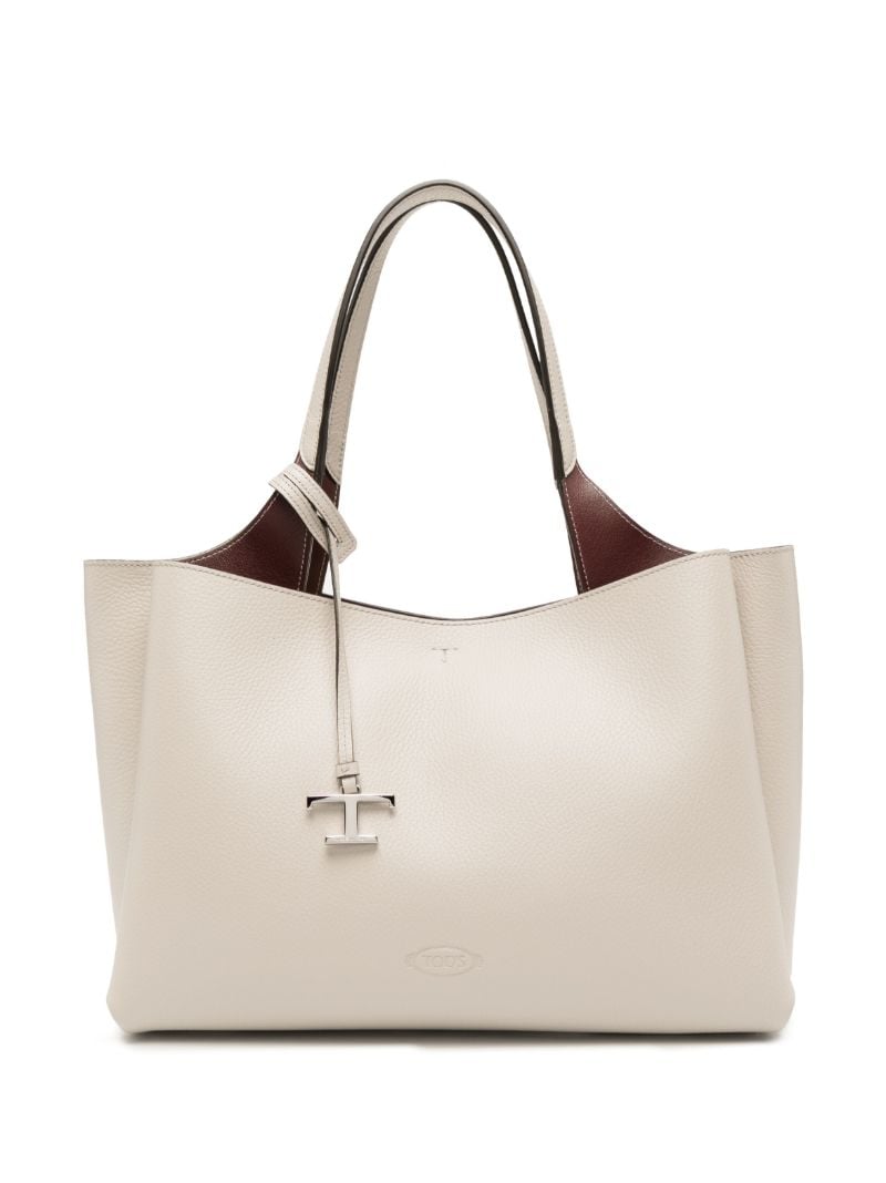 Neutral Medium Leather Tote Bag