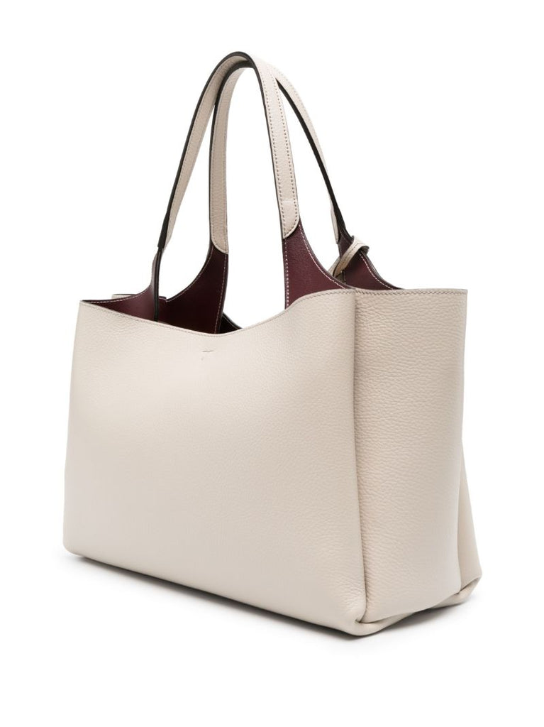 Neutral Medium Leather Tote Bag