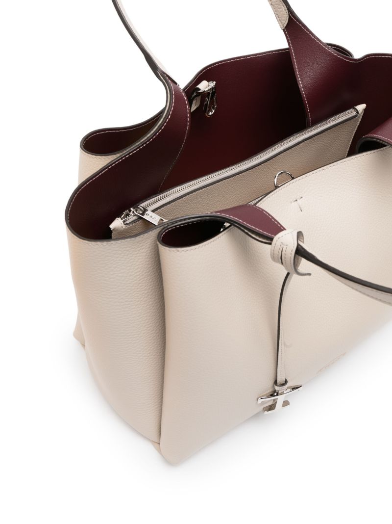 Neutral Medium Leather Tote Bag