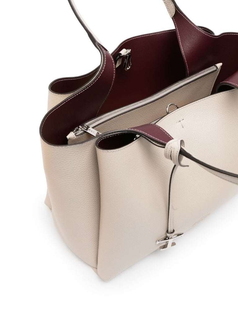 Neutral Medium Leather Tote Bag