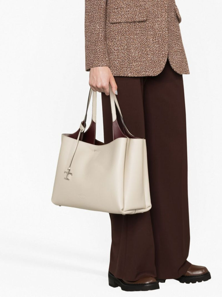 Neutral Medium Leather Tote Bag