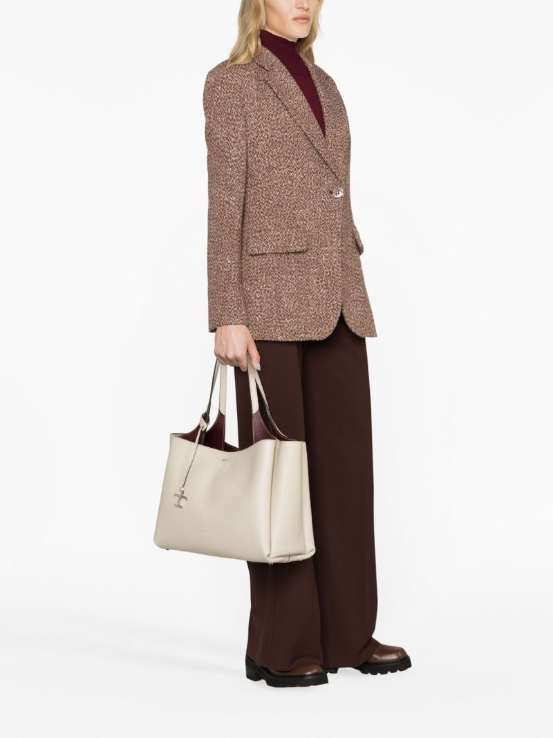 Neutral Medium Leather Tote Bag