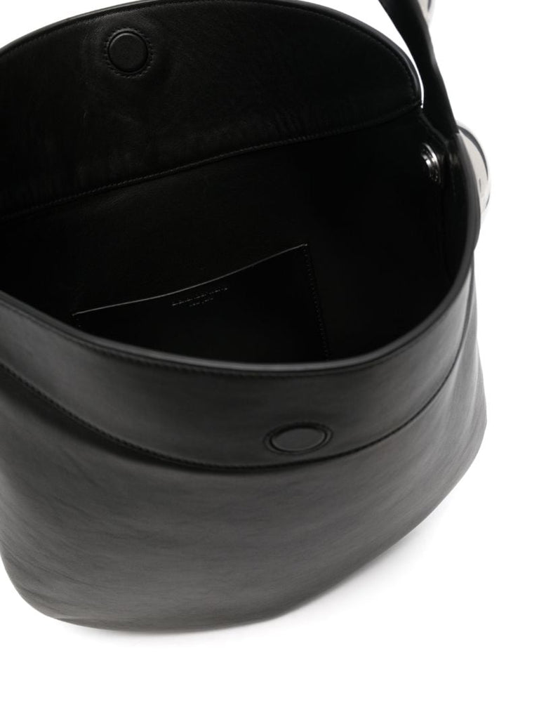 Black Dome Leather Shoulder Bag