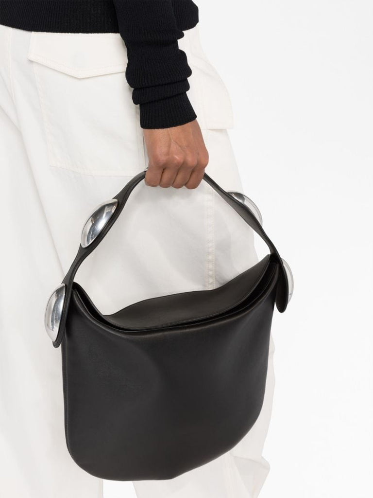 Black Dome Leather Shoulder Bag