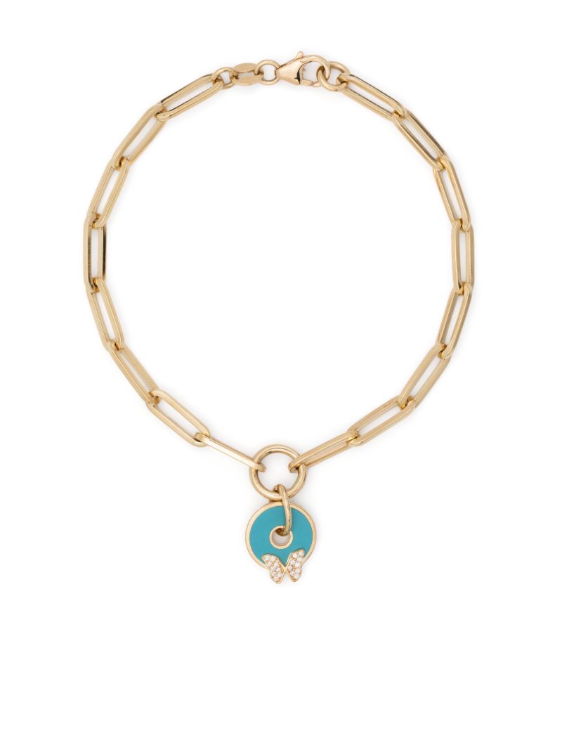 18k Yellow Gold Reverie Aqua Diamond Classic Fob Bracelet
