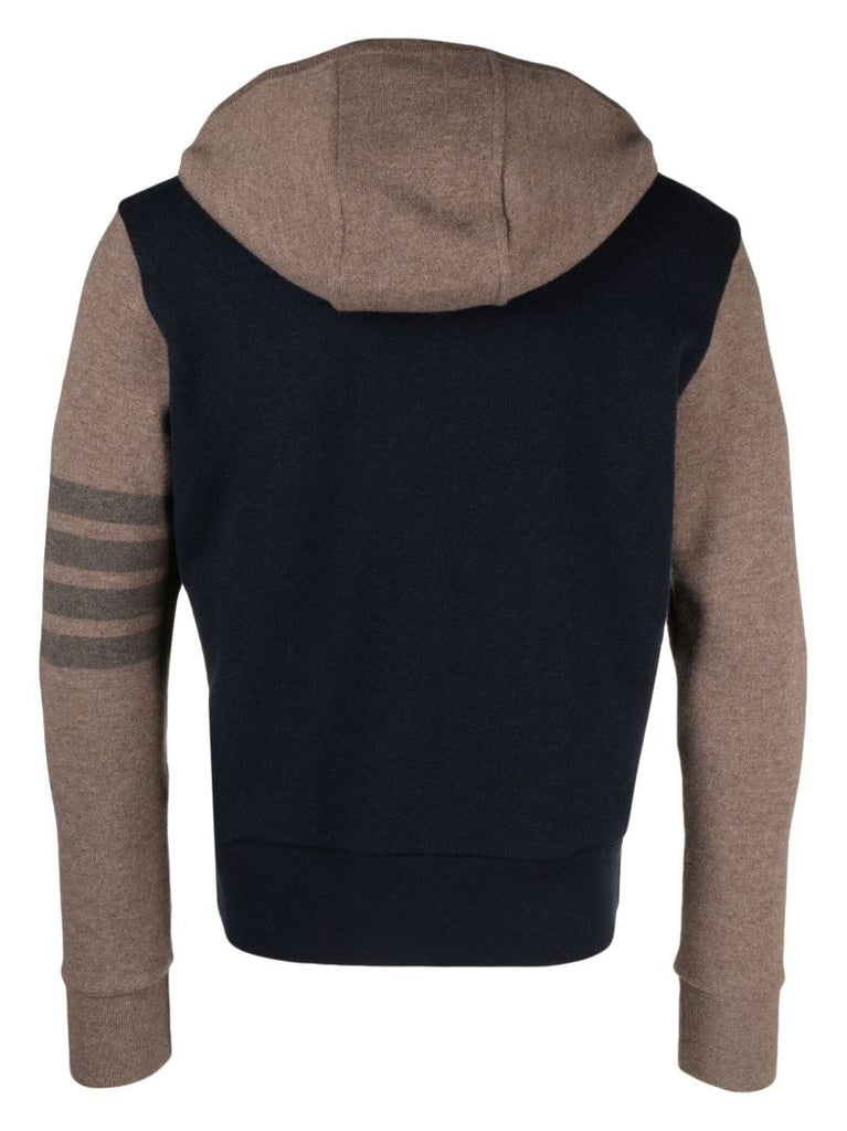 Brown 4-bar Panelled Hoodie