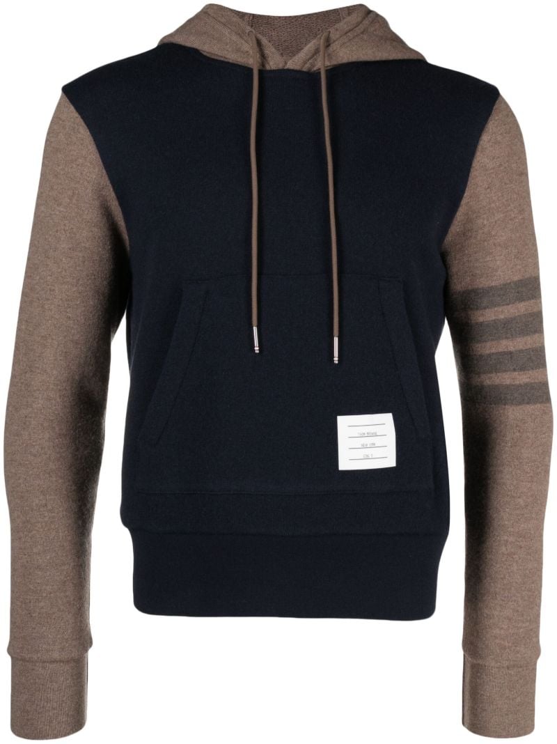 Brown 4-bar Panelled Hoodie