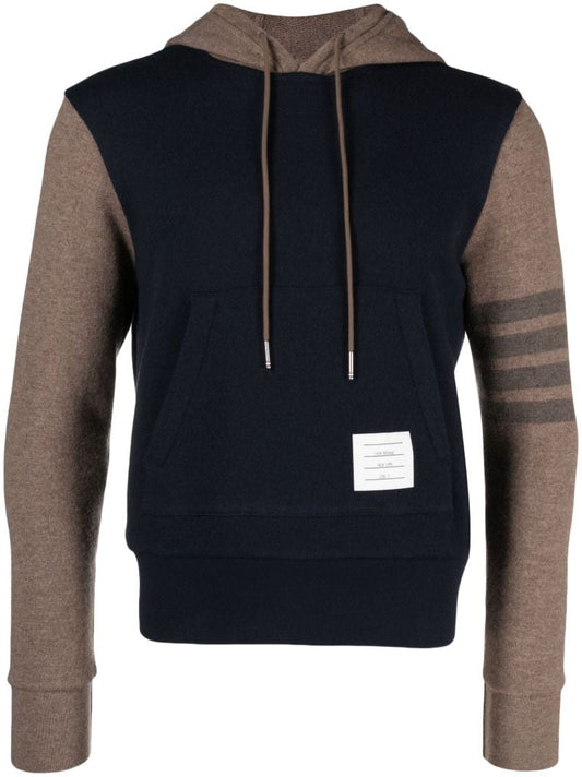 Brown 4-bar Panelled Hoodie