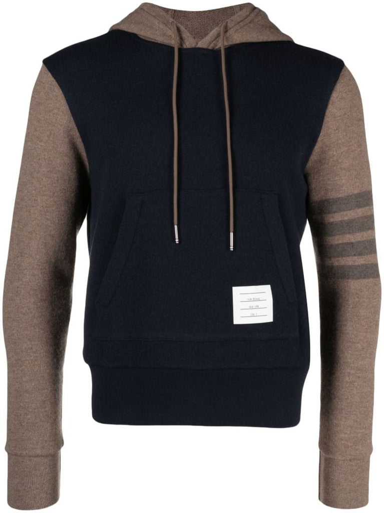Brown 4-bar Panelled Hoodie