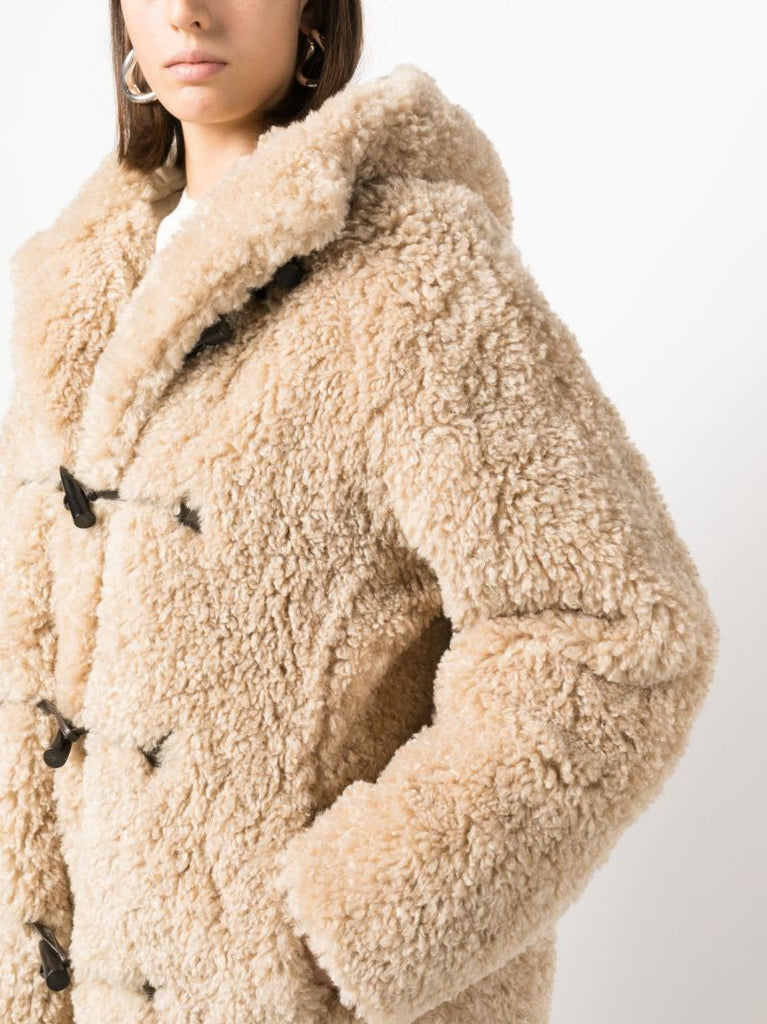 Neutral Florene Faux-fur Hooded Coat