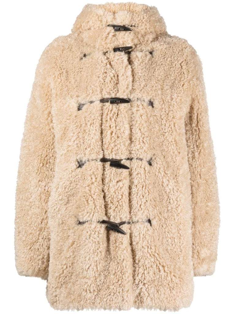 Neutral Florene Faux-fur Hooded Coat