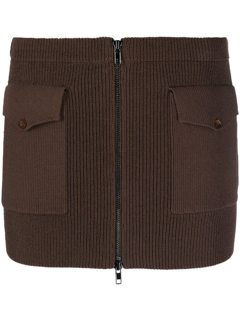 Brown Musa Ribbed-knit Mini Skirt
