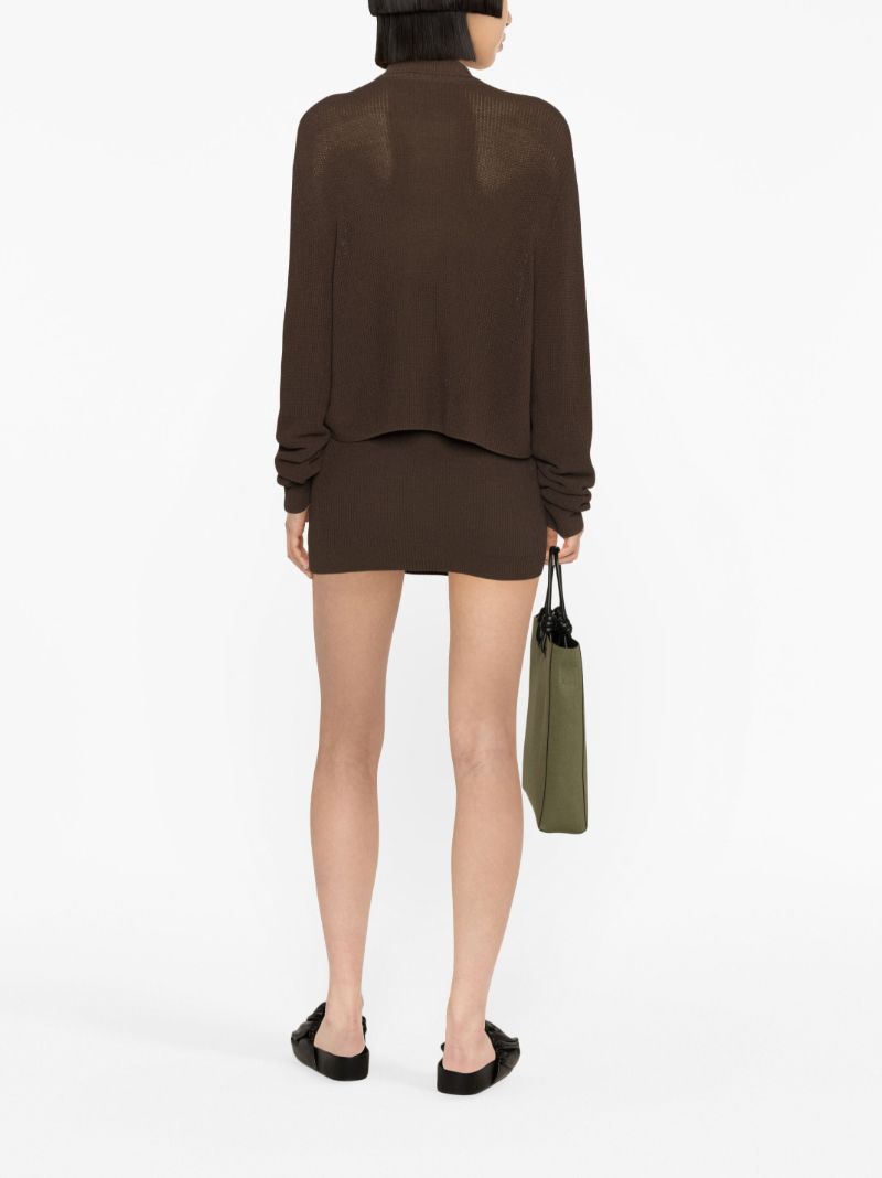 Brown Musa Ribbed-knit Mini Skirt