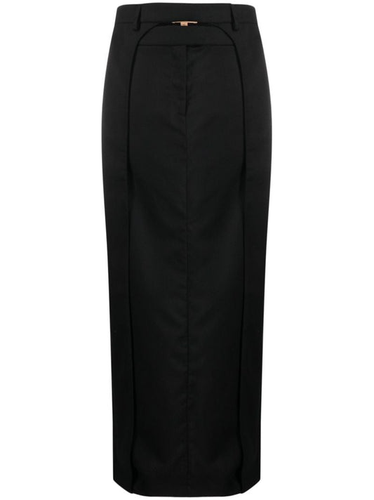 Black Fera Wool Maxi Skirt