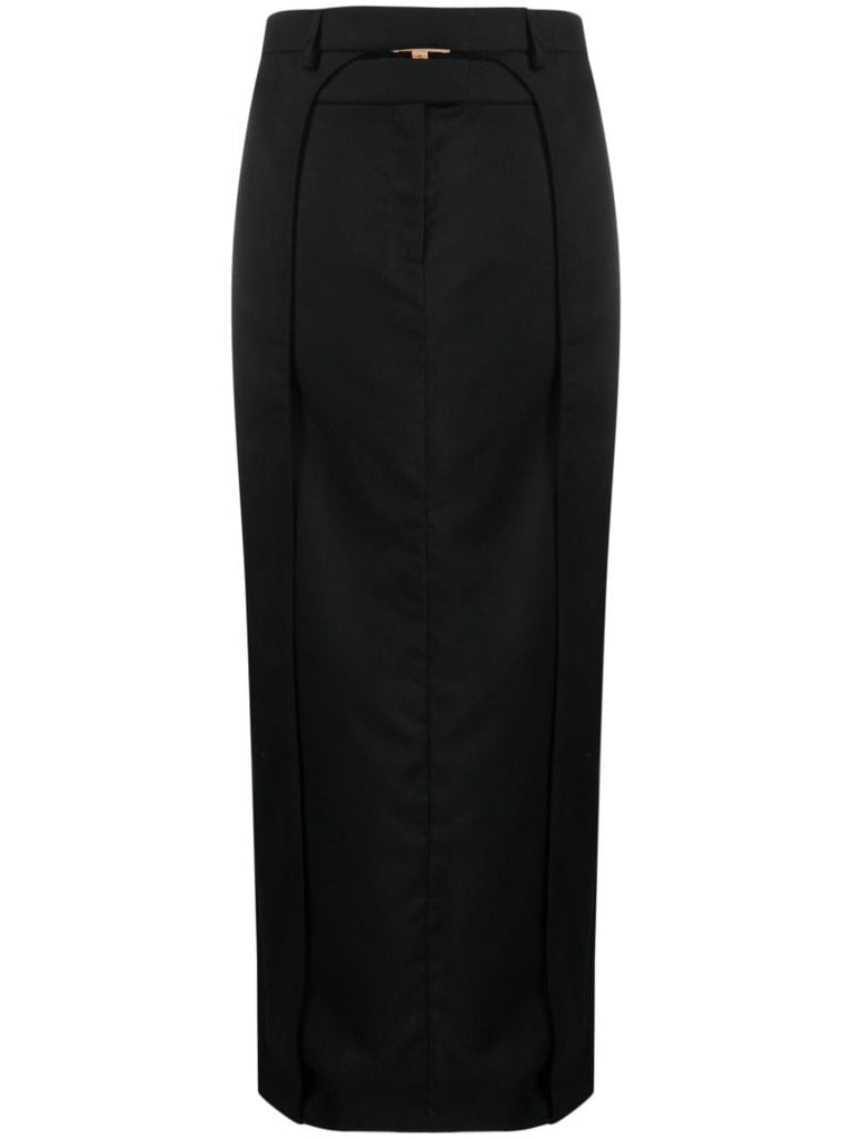 Black Fera Wool Maxi Skirt