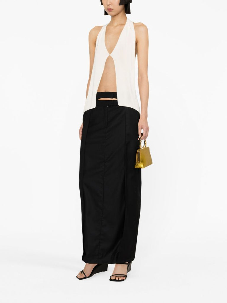 Black Fera Wool Maxi Skirt