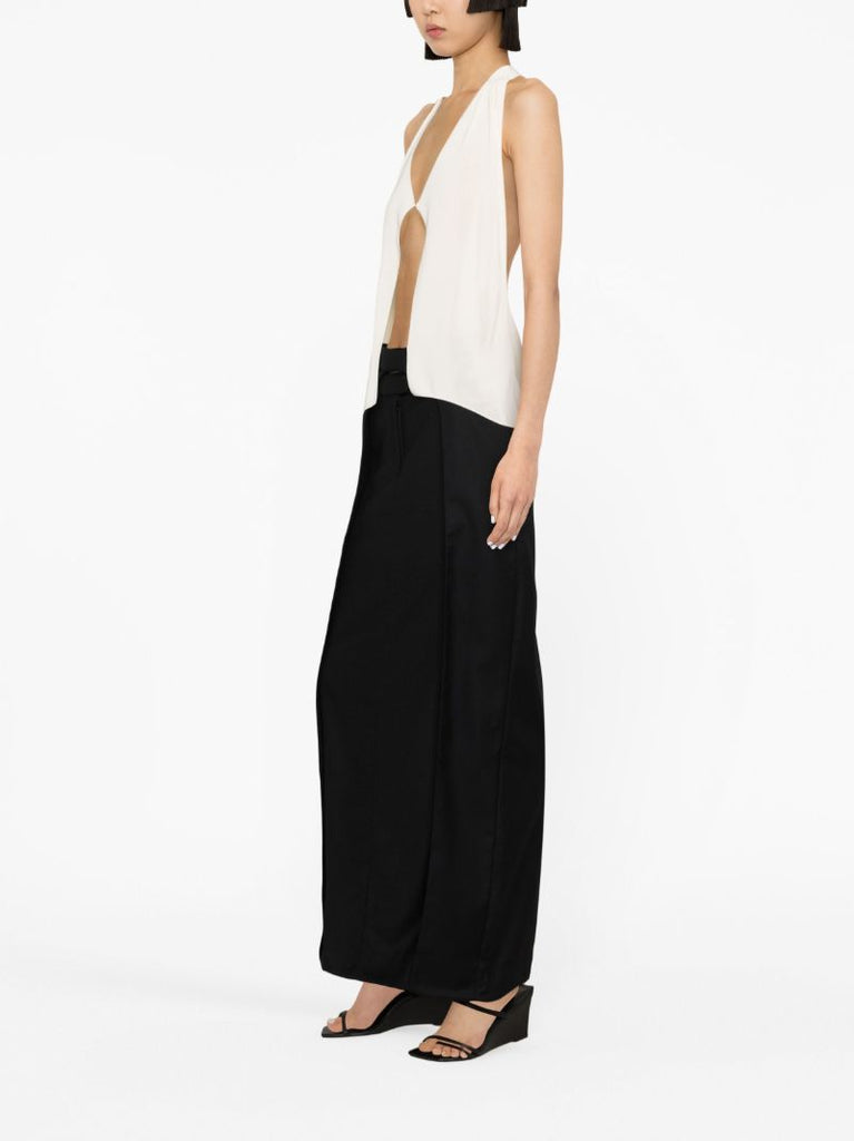 Black Fera Wool Maxi Skirt