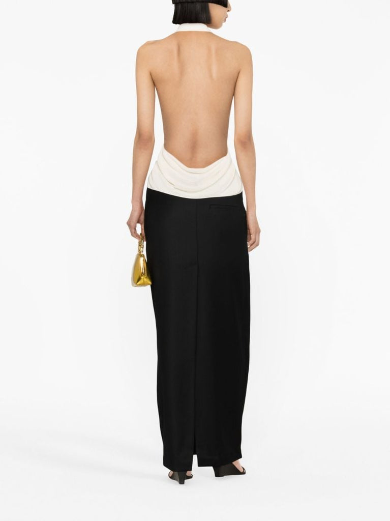 Black Fera Wool Maxi Skirt
