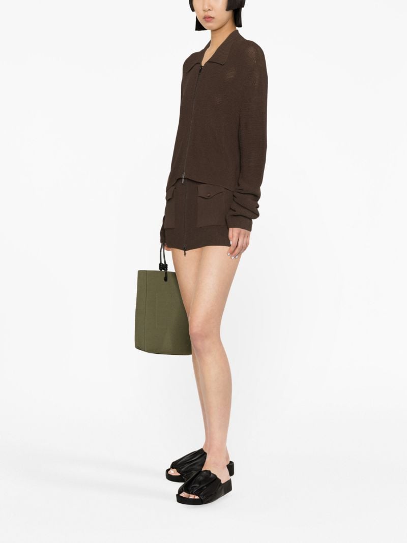 Brown Musa Ribbed-knit Cardigan