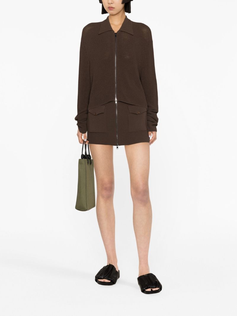 Brown Musa Ribbed-knit Cardigan