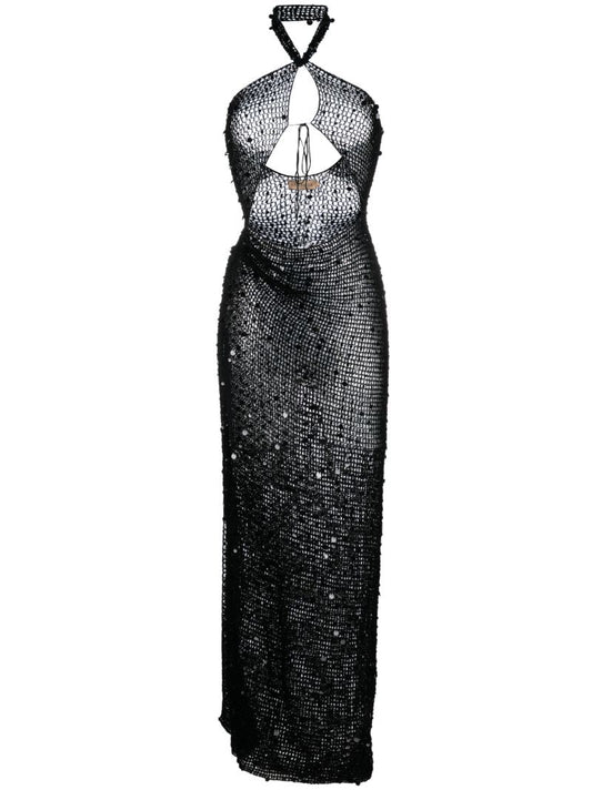 Black Gyra Embellished Cut-out Maxi Dress
