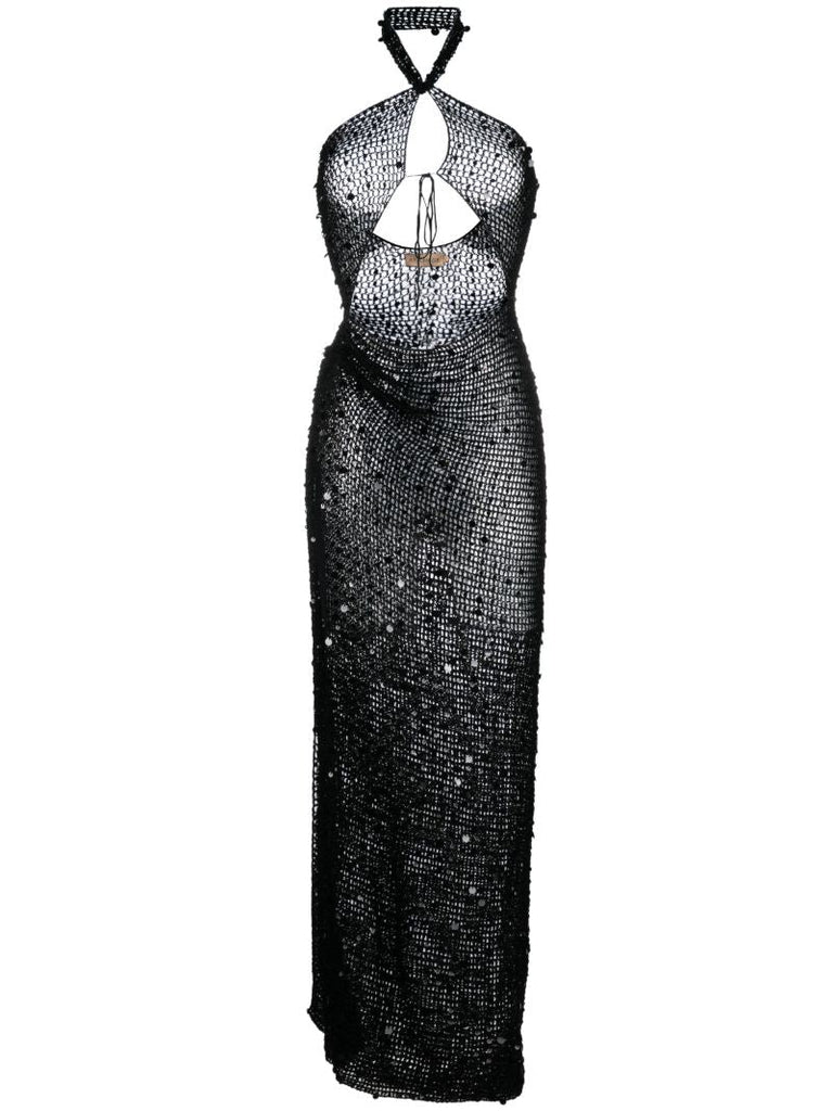 Black Gyra Embellished Cut-out Maxi Dress