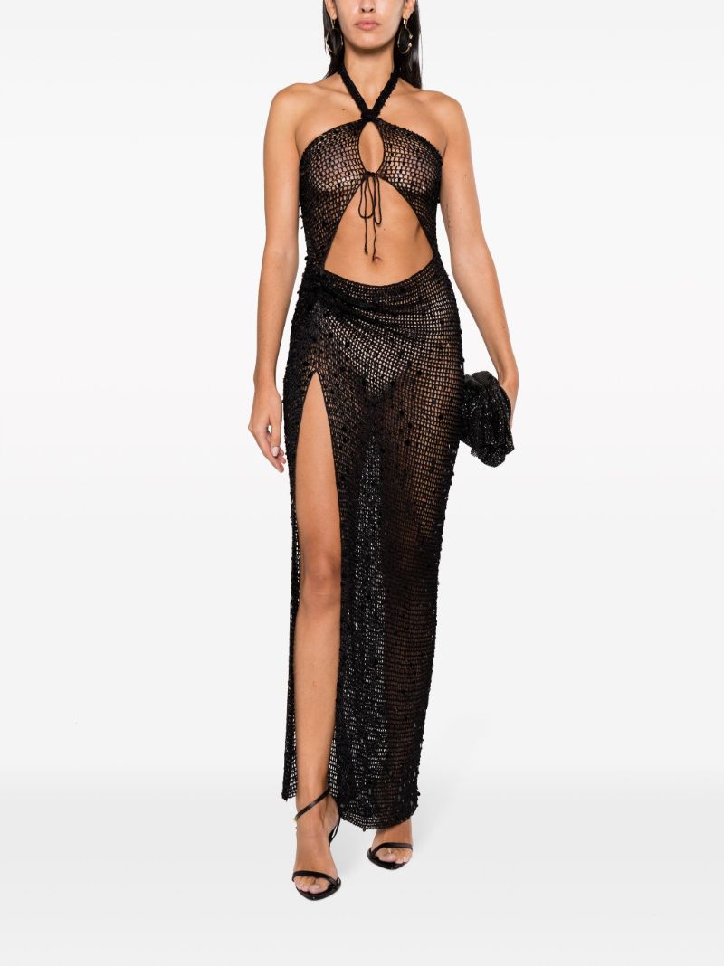 Black Gyra Embellished Cut-out Maxi Dress