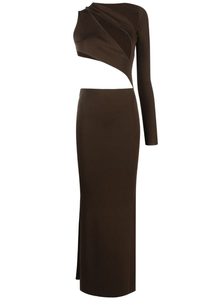 Brown Actin Cut-out Maxi Dress