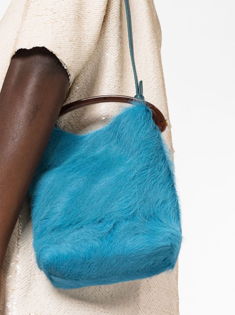 Blue Pony-hair Top Handle Bag