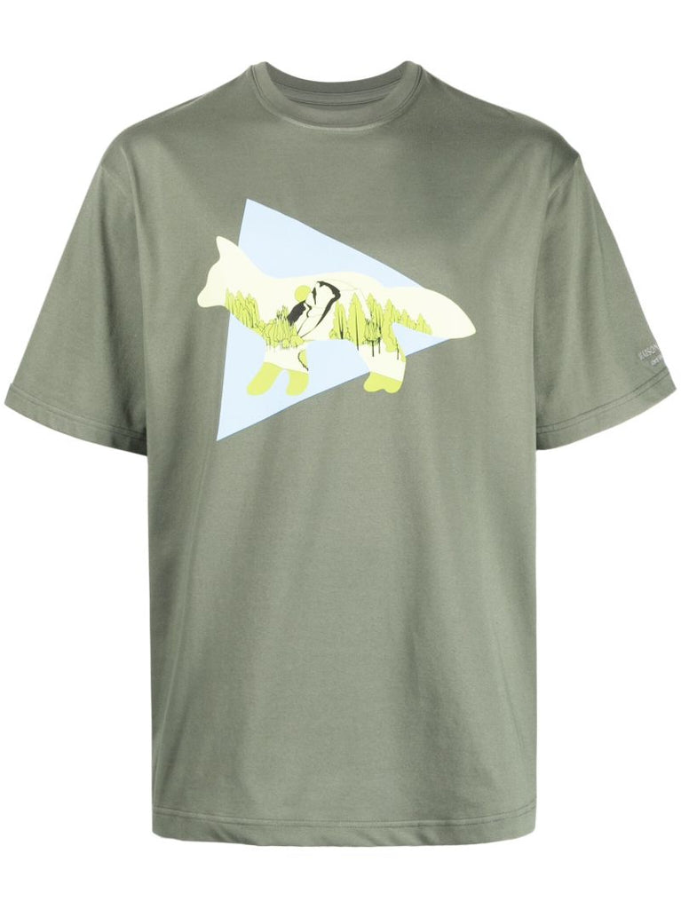 X Maison KitsunÃ_x0083_Â© Green Triangle T-shirt